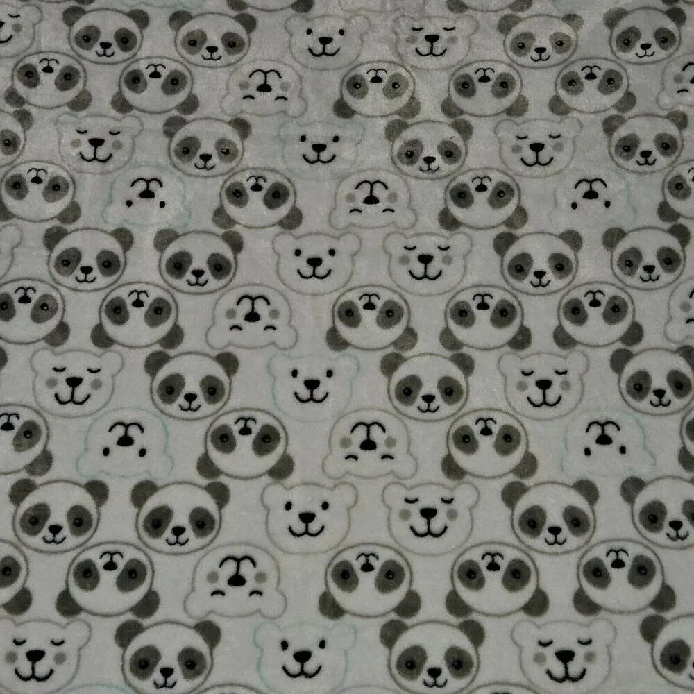 Baby Starters Baby Blanket Panda Bear Polar Bear Heads Gray White Blue 30